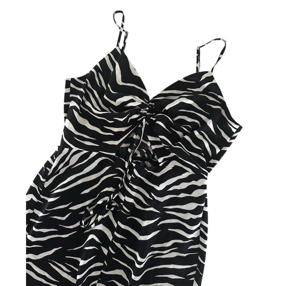 Top shop Zebra 6 dress black & white tank dress guest chic dinner date bold